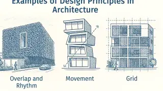 Diagram showing additive form architecture with multiple joined building volumes.