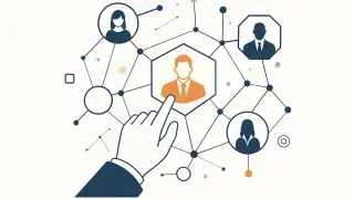 A professional networking with architect icons and connected nodes.