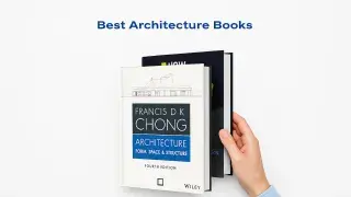 Three architecture books on white background with modern covers