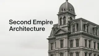 Second Empire-style building with mansard roof and arched windows.