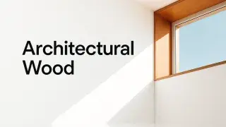 Minimal window with wood and concrete frame.