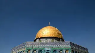 Dome of the Rock with golden dome in Jerusalem.