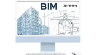 Digital building design displayed with BIM, CAD, and VR integration.
