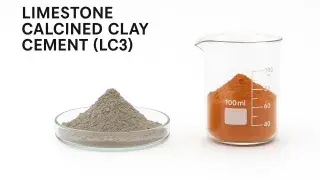 Limestone Calcined Clay Cement (LC3) showing calcined clay, limestone, and cement particles.