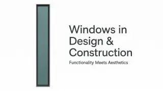 Modern design featuring a tall narrow window with thin frame, representing windows in architecture and construction.