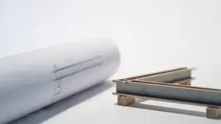 Beam study model with structural sketch.