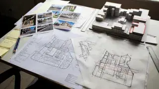 Zoning overlays, heat maps, massing model and urban planning sketches for mixed-use review.
