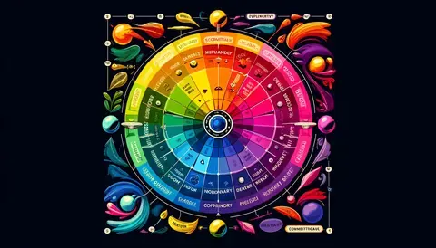 An informative color wheel demonstrating vibrant mixes for secondary and tertiary colors.