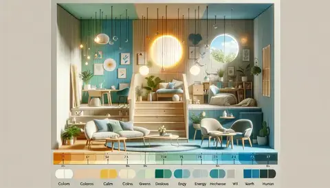 Dynamic infographic exploring the psychological impact of color in modern interiors.