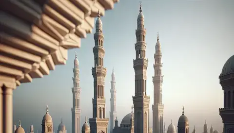 Soaring minarets in Cairo with intricate Islamic designs.