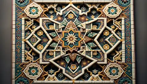 Detailed geometric patterns in Islamic Cairo tile work.