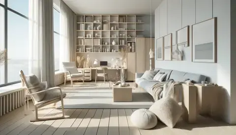 Scandinavian interior with clean lines, natural materials, and neutral colors.
