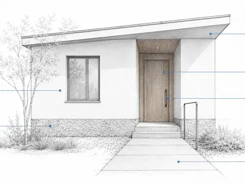 Diagram showing base, wall, entry, path, shadow, and touch texture zones on a house.