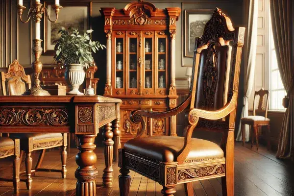 Realistic close-up of Georgian Colonial furniture.