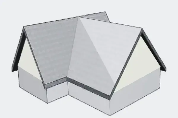 A house featuring a classic gable roof design with symmetrical slopes and a central ridge for efficient water drainage.