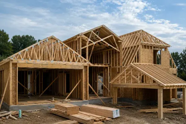 Multiple structural trusses, frames, and geometric systems.