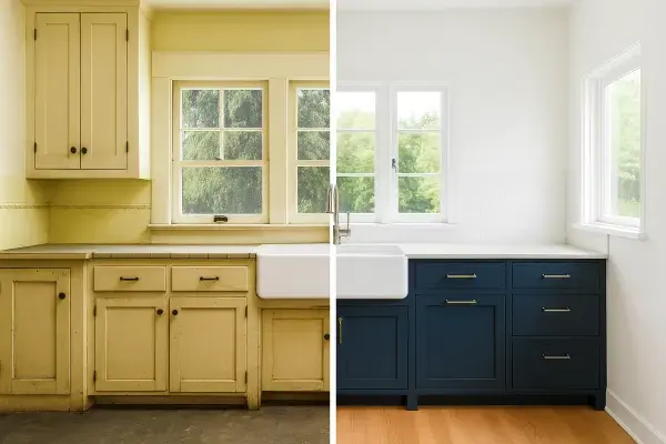 1930s kitchen before and after remodel.