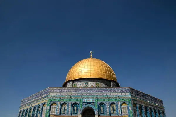 Dome of the Rock with golden dome in Jerusalem.