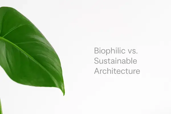Comparison of biophilic and sustainable architecture, highlighting overlaps and differences.