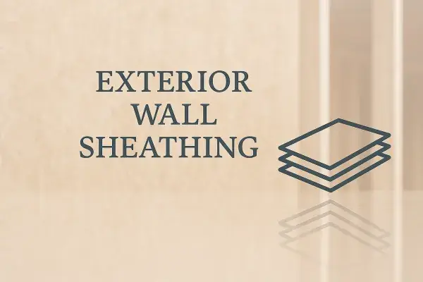 Professional cover with sheathing panel icon and reflective background titled Exterior Wall Sheathing.