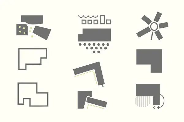 Simple sketch showing basic parti diagram for architectural design.