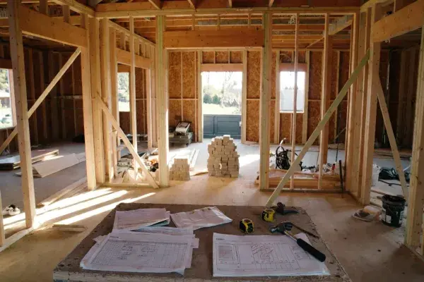 Marked-up construction schedule used to manage milestones, sequencing, and critical jobsite work.